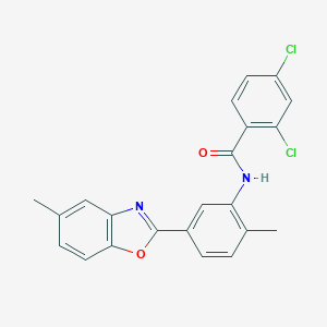 molecular formula C22H16Cl2N2O2 B420903 2,4-dichloro-N-[2-methyl-5-(5-methyl-1,3-benzoxazol-2-yl)phenyl]benzamide 