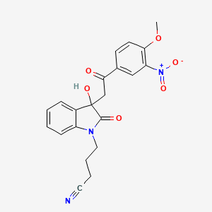 4-{3-hydroxy-3-[2-(4-methoxy-3-nitrophenyl)-2-oxoethyl]-2-oxo-2,3-dihydro-1H-indol-1-yl}butanenitrile