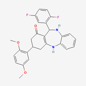 molecular formula C27H24F2N2O3 B4209078 11-(2,5-difluorophenyl)-3-(2,5-dimethoxyphenyl)-2,3,4,5,10,11-hexahydro-1H-dibenzo[b,e][1,4]diazepin-1-one 