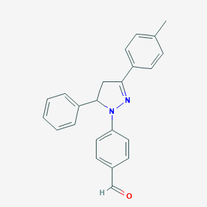 molecular formula C23H20N2O B420912 4-[3-(4-methylphenyl)-5-phenyl-4,5-dihydro-1H-pyrazol-1-yl]benzaldehyde 