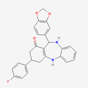 11-(1,3-benzodioxol-5-yl)-3-(4-fluorophenyl)-2,3,4,5,10,11-hexahydro-1H-dibenzo[b,e][1,4]diazepin-1-one