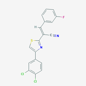 molecular formula C18H9Cl2FN2S B420917 2-[4-(3,4-Dichlorophenyl)-1,3-thiazol-2-yl]-3-(3-fluorophenyl)acrylonitrile 