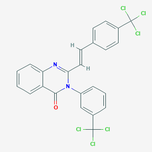 molecular formula C24H14Cl6N2O B420918 3-[3-(trichloromethyl)phenyl]-2-{2-[4-(trichloromethyl)phenyl]vinyl}-4(3H)-quinazolinone 
