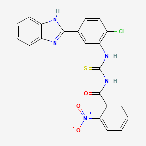 molecular formula C21H14ClN5O3S B4209268 N-({[5-(1H-benzimidazol-2-yl)-2-chlorophenyl]amino}carbonothioyl)-2-nitrobenzamide 