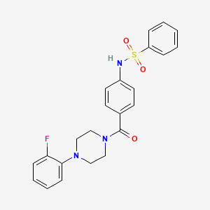 molecular formula C23H22FN3O3S B4209271 N-(4-{[4-(2-fluorophenyl)-1-piperazinyl]carbonyl}phenyl)benzenesulfonamide 