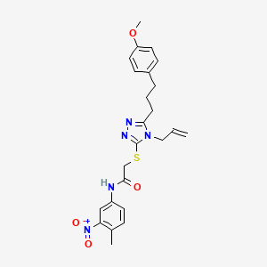 molecular formula C24H27N5O4S B4209287 2-({5-[3-(4-methoxyphenyl)propyl]-4-(prop-2-en-1-yl)-4H-1,2,4-triazol-3-yl}sulfanyl)-N-(4-methyl-3-nitrophenyl)acetamide 