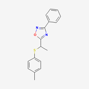 molecular formula C17H16N2OS B4209302 5-{1-[(4-methylphenyl)thio]ethyl}-3-phenyl-1,2,4-oxadiazole 