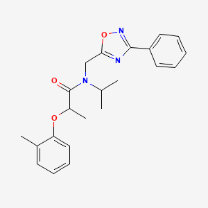 molecular formula C22H25N3O3 B4209335 2-(2-methylphenoxy)-N-[(3-phenyl-1,2,4-oxadiazol-5-yl)methyl]-N-(propan-2-yl)propanamide 