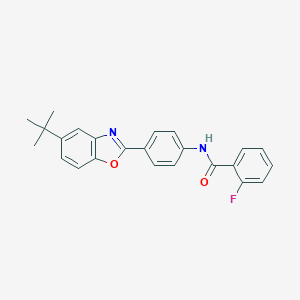 molecular formula C24H21FN2O2 B420935 N-[4-(5-tert-butyl-1,3-benzoxazol-2-yl)phenyl]-2-fluorobenzamide 