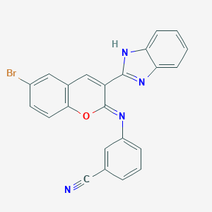 molecular formula C23H13BrN4O B420939 3-{[(2z)-3-(1h-Benzimidazol-2-yl)-6-bromo-2h-chromen-2-ylidene]amino}benzonitrile 