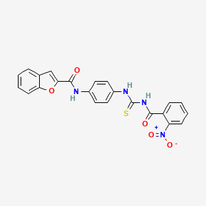 molecular formula C23H16N4O5S B4209457 N-[4-({[(2-nitrobenzoyl)amino]carbonothioyl}amino)phenyl]-1-benzofuran-2-carboxamide 