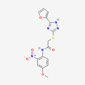 2-[[5-(furan-2-yl)-1H-1,2,4-triazol-3-yl]sulfanyl]-N-(4-methoxy-2-nitrophenyl)acetamide