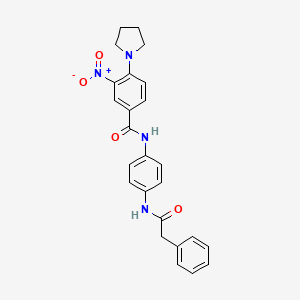 molecular formula C25H24N4O4 B4209529 3-nitro-N-{4-[(phenylacetyl)amino]phenyl}-4-(1-pyrrolidinyl)benzamide 