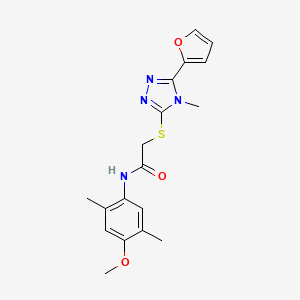 molecular formula C18H20N4O3S B4209536 2-{[5-(2-furyl)-4-methyl-4H-1,2,4-triazol-3-yl]thio}-N-(4-methoxy-2,5-dimethylphenyl)acetamide 