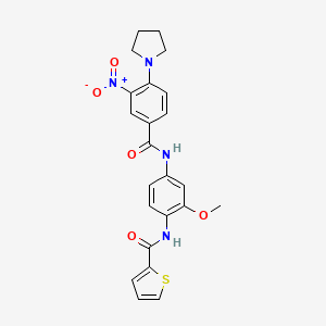 molecular formula C23H22N4O5S B4209561 N-(2-methoxy-4-{[3-nitro-4-(1-pyrrolidinyl)benzoyl]amino}phenyl)-2-thiophenecarboxamide 