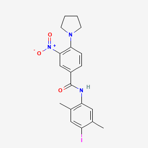 N-(4-iodo-2,5-dimethylphenyl)-3-nitro-4-(1-pyrrolidinyl)benzamide