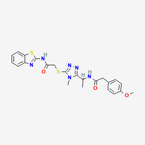 N-[1-(5-{[2-(1,3-benzothiazol-2-ylamino)-2-oxoethyl]sulfanyl}-4-methyl-4H-1,2,4-triazol-3-yl)ethyl]-2-(4-methoxyphenyl)acetamide