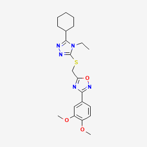 5-{[(5-cyclohexyl-4-ethyl-4H-1,2,4-triazol-3-yl)thio]methyl}-3-(3,4-dimethoxyphenyl)-1,2,4-oxadiazole