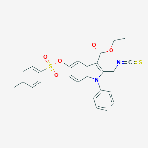 molecular formula C26H22N2O5S2 B420966 ethyl 2-(isothiocyanatomethyl)-5-{[(4-methylphenyl)sulfonyl]oxy}-1-phenyl-1H-indole-3-carboxylate 