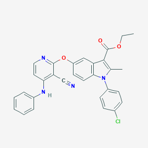 molecular formula C30H23ClN4O3 B420973 ethyl 5-[(4-anilino-3-cyanopyridin-2-yl)oxy]-1-(4-chlorophenyl)-2-methyl-1H-indole-3-carboxylate CAS No. 134826-52-1