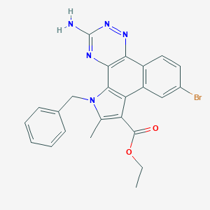 Ethyl 16-amino-3-benzyl-9-bromo-4-methyl-3,14,15,17-tetrazatetracyclo[11.4.0.02,6.07,12]heptadeca-1(13),2(6),4,7(12),8,10,14,16-octaene-5-carboxylate