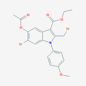 molecular formula C21H19Br2NO5 B420981 ethyl 5-(acetyloxy)-6-bromo-2-(bromomethyl)-1-(4-methoxyphenyl)-1H-indole-3-carboxylate 