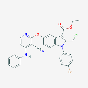 Ethyl 5-(4-anilino-3-cyanopyridin-2-yl)oxy-1-(4-bromophenyl)-2-(chloromethyl)indole-3-carboxylate