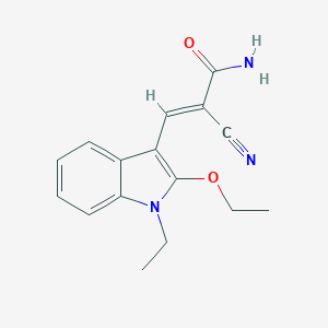 molecular formula C16H17N3O2 B420996 2-cyano-3-(2-ethoxy-1-ethyl-1H-indol-3-yl)acrylamide CAS No. 1164515-77-8