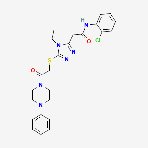 molecular formula C24H27ClN6O2S B4209996 N-(2-chlorophenyl)-2-(4-ethyl-5-{[2-oxo-2-(4-phenylpiperazin-1-yl)ethyl]sulfanyl}-4H-1,2,4-triazol-3-yl)acetamide 