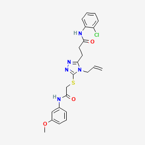 molecular formula C23H24ClN5O3S B4210086 N-(2-chlorophenyl)-3-[5-({2-[(3-methoxyphenyl)amino]-2-oxoethyl}sulfanyl)-4-(prop-2-en-1-yl)-4H-1,2,4-triazol-3-yl]propanamide 