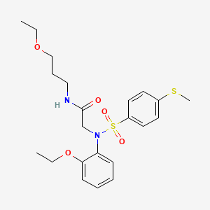 molecular formula C22H30N2O5S2 B4210118 N~2~-(2-ethoxyphenyl)-N~1~-(3-ethoxypropyl)-N~2~-{[4-(methylthio)phenyl]sulfonyl}glycinamide 