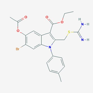 molecular formula C22H22BrN3O4S B421016 ethyl 5-(acetyloxy)-2-({[amino(imino)methyl]sulfanyl}methyl)-6-bromo-1-(4-methylphenyl)-1H-indole-3-carboxylate 