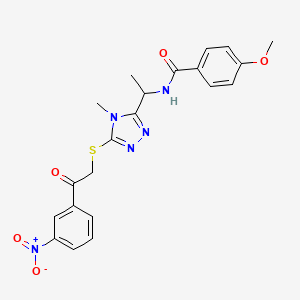 4-methoxy-N-[1-(4-methyl-5-{[2-(3-nitrophenyl)-2-oxoethyl]sulfanyl}-4H-1,2,4-triazol-3-yl)ethyl]benzamide