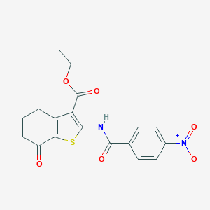 molecular formula C18H16N2O6S B421018 2-{[(4-硝基苯基)羰基]氨基}-7-氧代-4,5,6,7-四氢-1-苯并噻吩-3-羧酸乙酯 CAS No. 329059-84-9