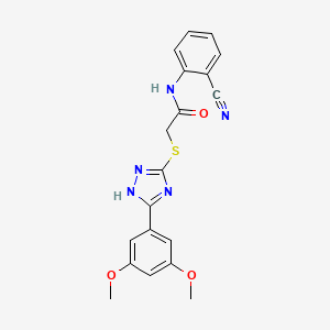 molecular formula C19H17N5O3S B4210186 N-(2-cyanophenyl)-2-{[5-(3,5-dimethoxyphenyl)-4H-1,2,4-triazol-3-yl]thio}acetamide 