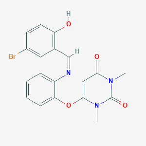 molecular formula C19H16BrN3O4 B421019 6-{2-[(5-bromo-2-hydroxybenzylidene)amino]phenoxy}-1,3-dimethyl-2,4(1H,3H)-pyrimidinedione 