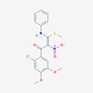 molecular formula C18H17ClN2O5S B421024 3-Anilino-1-(2-chloro-4,5-dimethoxyphenyl)-2-nitro-3-(methylsulfanyl)-2-propen-1-one 