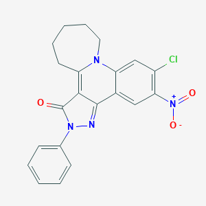 molecular formula C21H17ClN4O3 B421026 11-chloro-12-nitro-2-phenyl-2,4,5,6,7,8-hexahydro-3H-azepino[1,2-a]pyrazolo[4,3-c]quinolin-3-one 