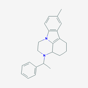 molecular formula C23H26N2 B421029 8-methyl-3-(1-phenylethyl)-2,3,3a,4,5,6-hexahydro-1H-pyrazino[3,2,1-jk]carbazole CAS No. 145100-72-7