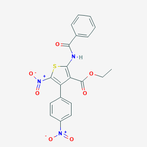 molecular formula C20H15N3O7S B421033 Ethyl 2-(benzoylamino)-5-nitro-4-(4-nitrophenyl)-3-thiophenecarboxylate 