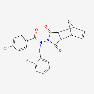 4-chloro-N-(1,3-dioxo-1,3,3a,4,7,7a-hexahydro-2H-4,7-methanoisoindol-2-yl)-N-(2-fluorobenzyl)benzamide