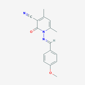 molecular formula C16H15N3O2 B421036 1-[(4-Methoxybenzylidene)amino]-4,6-dimethyl-2-oxo-1,2-dihydro-3-pyridinecarbonitrile CAS No. 183473-54-3