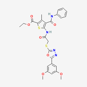 ethyl 4-(anilinocarbonyl)-5-[({[5-(3,5-dimethoxyphenyl)-1,3,4-oxadiazol-2-yl]thio}acetyl)amino]-3-methyl-2-thiophenecarboxylate