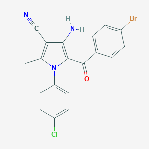 molecular formula C19H13BrClN3O B421041 4-amino-5-(4-bromobenzoyl)-1-(4-chlorophenyl)-2-methyl-1H-pyrrole-3-carbonitrile 