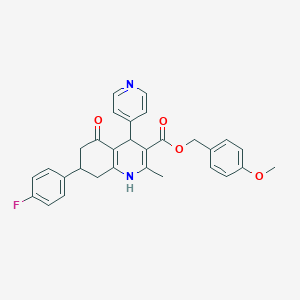 molecular formula C30H27FN2O4 B4210414 4-methoxybenzyl 7-(4-fluorophenyl)-2-methyl-5-oxo-4-(4-pyridinyl)-1,4,5,6,7,8-hexahydro-3-quinolinecarboxylate 