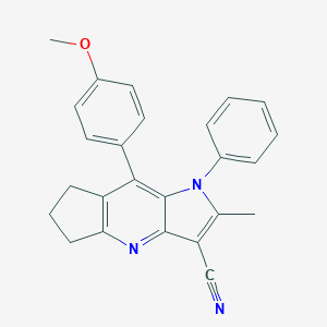 molecular formula C25H21N3O B421056 8-(4-Methoxyphenyl)-2-methyl-1-phenyl-1,5,6,7-tetrahydrocyclopenta[b]pyrrolo[2,3-e]pyridine-3-carbonitrile CAS No. 310447-08-6