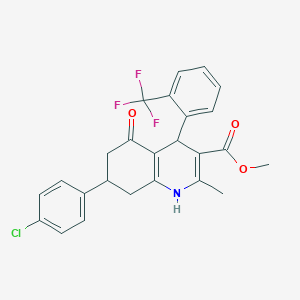 methyl 7-(4-chlorophenyl)-2-methyl-5-oxo-4-[2-(trifluoromethyl)phenyl]-1,4,5,6,7,8-hexahydro-3-quinolinecarboxylate