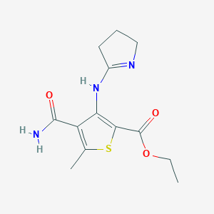 ethyl 4-carbamoyl-5-methyl-3-[(2E)-pyrrolidin-2-ylideneamino]thiophene-2-carboxylate