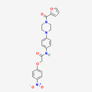 molecular formula C23H22N4O6 B4210630 N-{4-[4-(2-furoyl)-1-piperazinyl]phenyl}-2-(4-nitrophenoxy)acetamide 