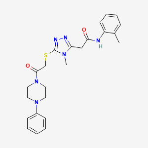 2-(4-methyl-5-{[2-oxo-2-(4-phenyl-1-piperazinyl)ethyl]thio}-4H-1,2,4-triazol-3-yl)-N-(2-methylphenyl)acetamide